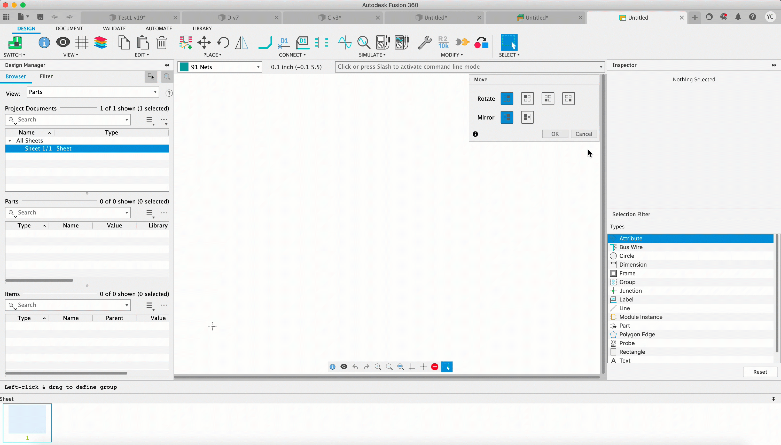 Panel organization menu