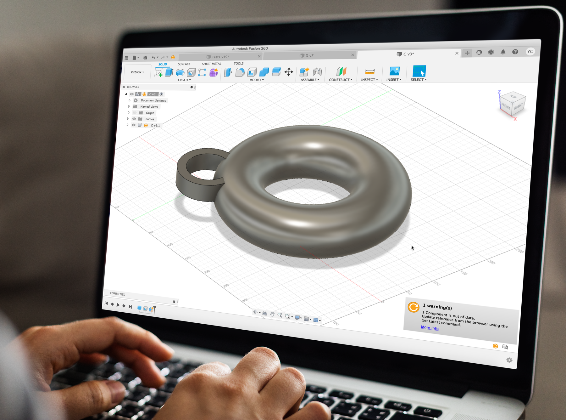 Fusion 360 on a laptop