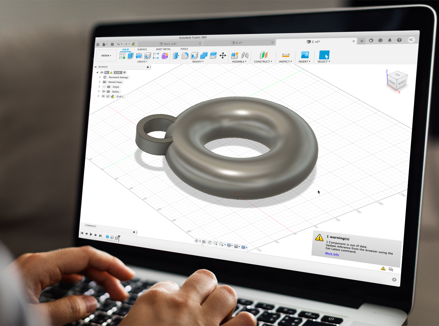 Fusion 360 on a laptop