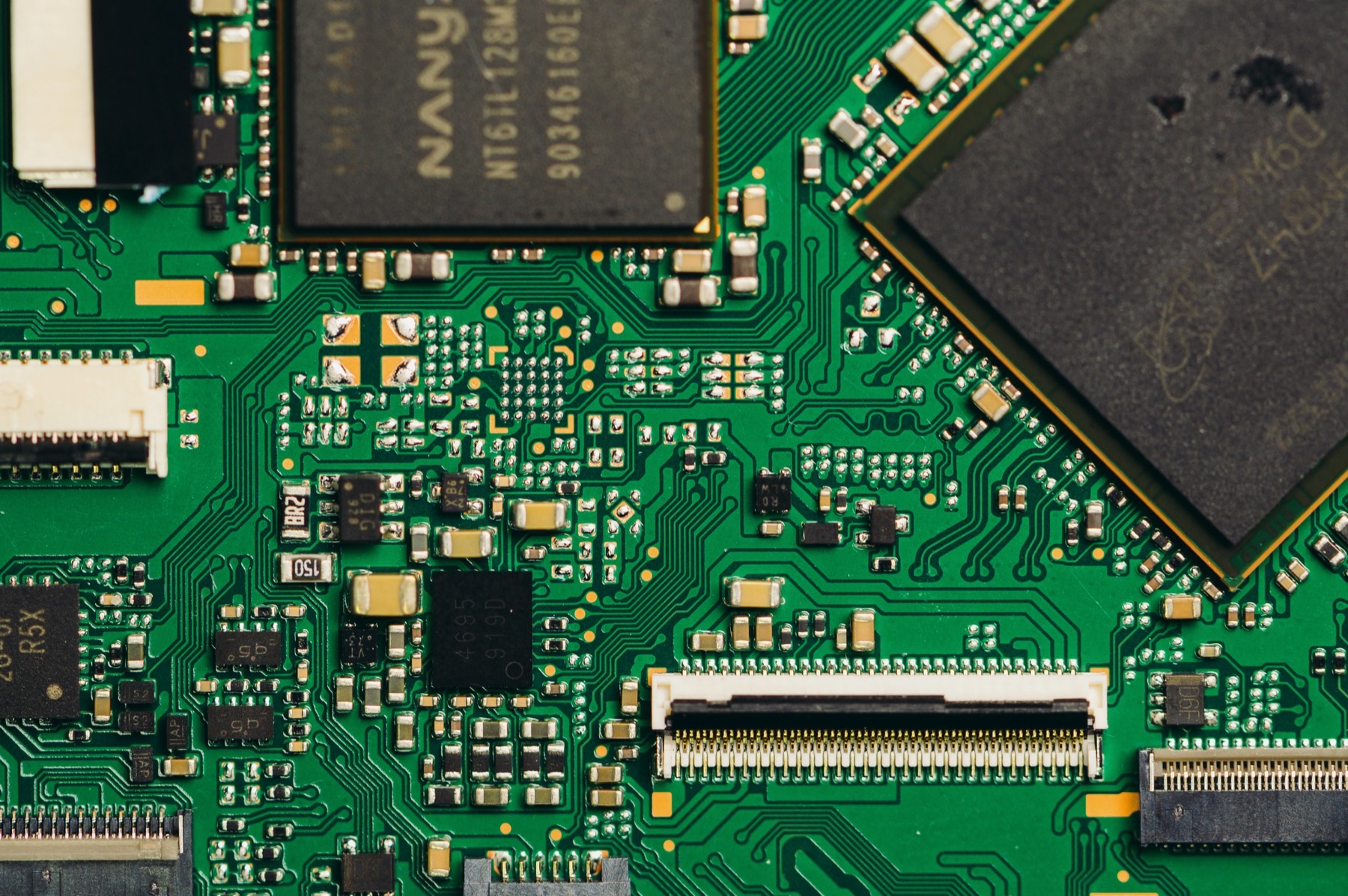 Close-up of a green circuit board