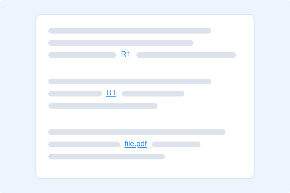 Review findings with links to component references and a supporting file