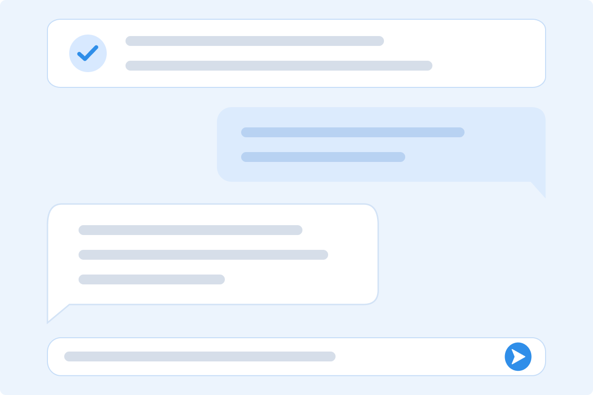 A review thread with follow-up questions and a message input